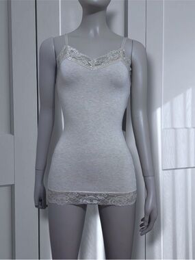 No Boundaries White Lace-Trim Tank Cami